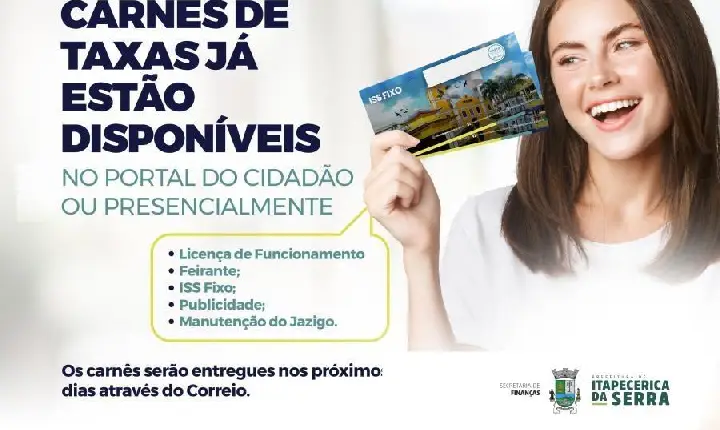 Carnês do ISS-fixo anual e demais taxas já estão disponíveis