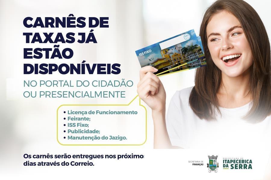 Carnês do ISS-fixo anual e demais taxas já estão disponíveis
